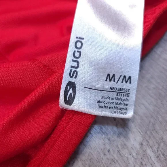 Sugoi Neo 1/4 Zip Cycling Running Jersey Mens Medium Red Short Sleeve Stretch - Picture 5 of 6